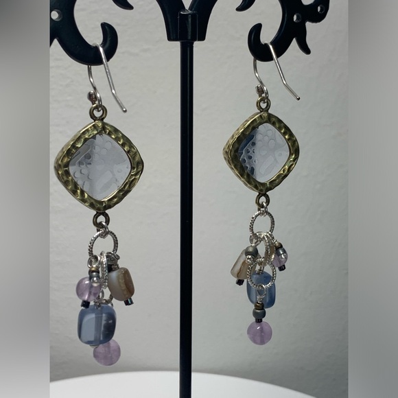 Silpada Sterling Silver & Frosted Etched Amethyst Glass, Shell & Bead Earrings - Picture 6 of 16